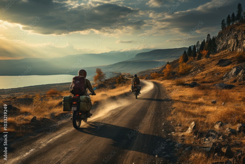 Fototapeta premium Road motorcycle vacation vehicle.