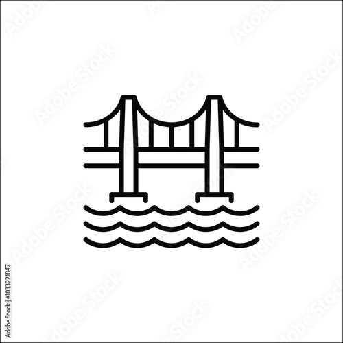 Bridge icon. Simple line art illustration of a famous bridge over water, inspired by Venice iconic architecture. Perfect for cultural themes related to Italy. Vector illustration