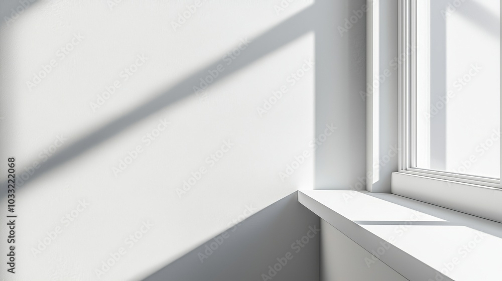 Close-up of a sleek modern window profile resting on a white sill, sharp details, clean lines, isolated on a bright white background, space for text Close-up of a sleek modern window profile resting on a white sill, sharp details, clean lines, isolated on a bright white background, space for text