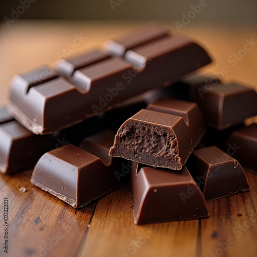 Stack of chocolate bars with one of them missing photo