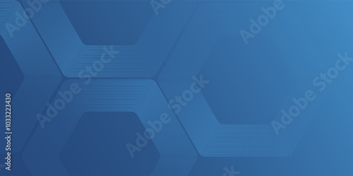 Abstract dark blue gradient background featuring a hexagon line. Ideal as a sophisticated backdrop for various design applications simple