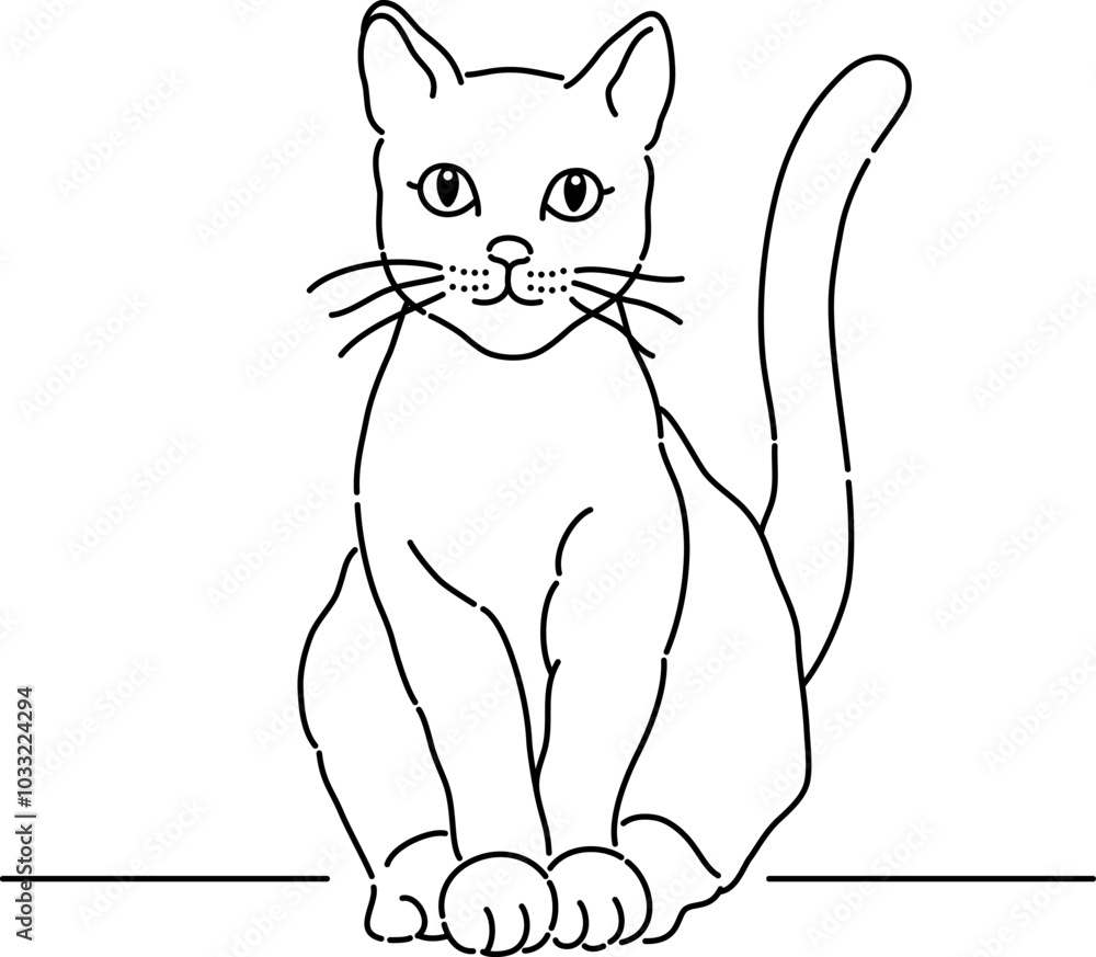 座っている猫のシンプルな線画
座っている猫のシンプルな線画