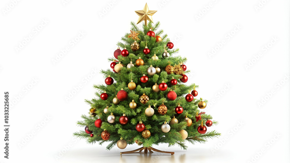 beautifully decorated Christmas tree isolated on a clean white background beautifully decorated Christmas tree isolated on a clean white background