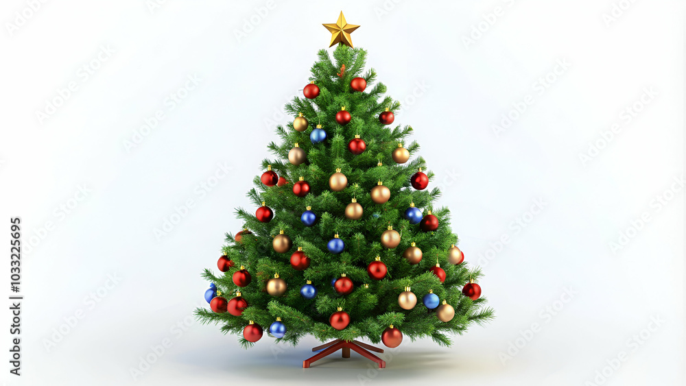 beautifully decorated Christmas tree isolated on a clean white background beautifully decorated Christmas tree isolated on a clean white background