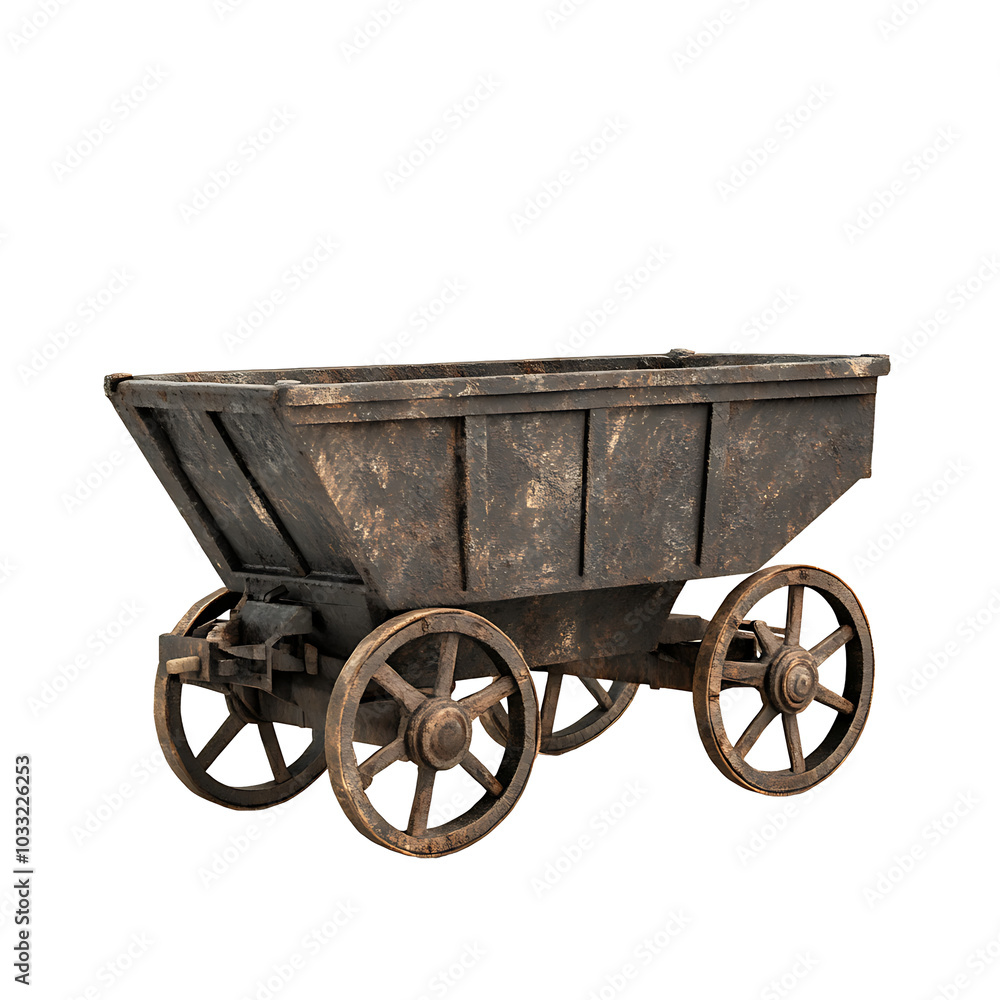 Mine Cart, isolated on a transparent background Mine Cart, isolated on a transparent background
