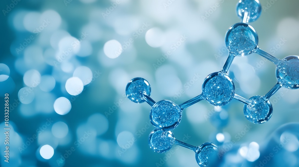 A Close-Up View of a Molecular Structure Against a Blue Bokeh Background A Close-Up View of a Molecular Structure Against a Blue Bokeh Background