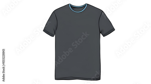 Gravel Colour T-Shirt with Glacier Round Collar Isolated on Transparent Background