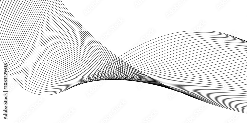 Abstract black wave lines on white background. Dynamic wave pattern art Abstract black wave lines on white background. Dynamic wave pattern art