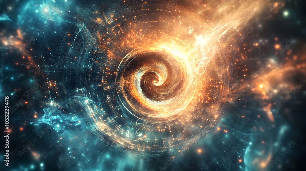 Fototapeta premium Time dilation fog, temporal visualization, infinity mist, cosmic glow