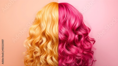 Side-by-side image of curly hair, featuring the effects of typical styling products versus honey, highlighting frizzy, dry curls versus soft, defined ones