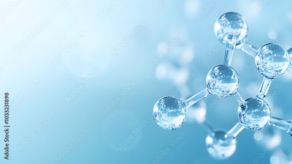 Molecular Structure with Blue Spheres and Light Blue Background Molecular Structure with Blue Spheres and Light Blue Background