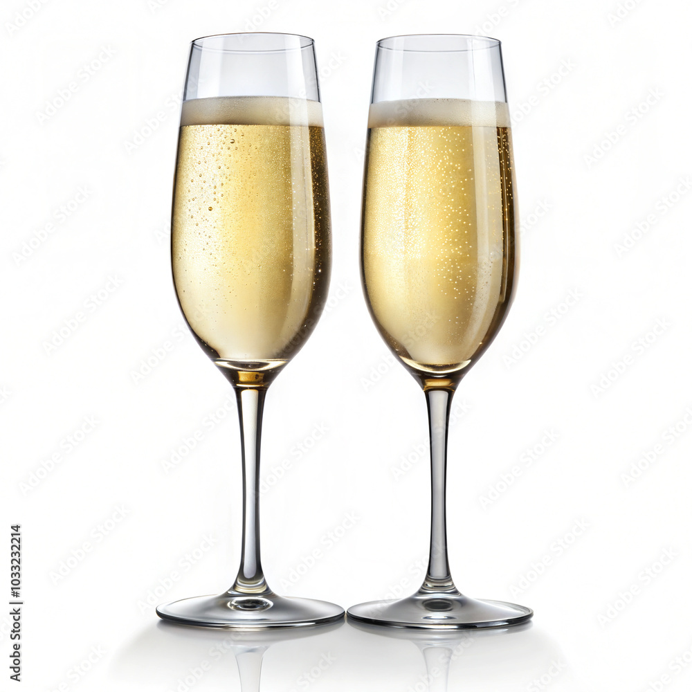 Two Champagne Glasses Filled with Sparkling Wine for Celebration Two Champagne Glasses Filled with Sparkling Wine for Celebration