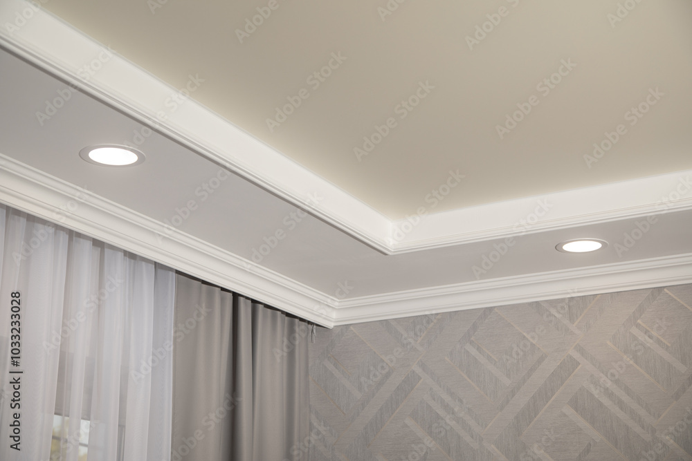New modern ceiling light in the home. New modern ceiling light in the home.