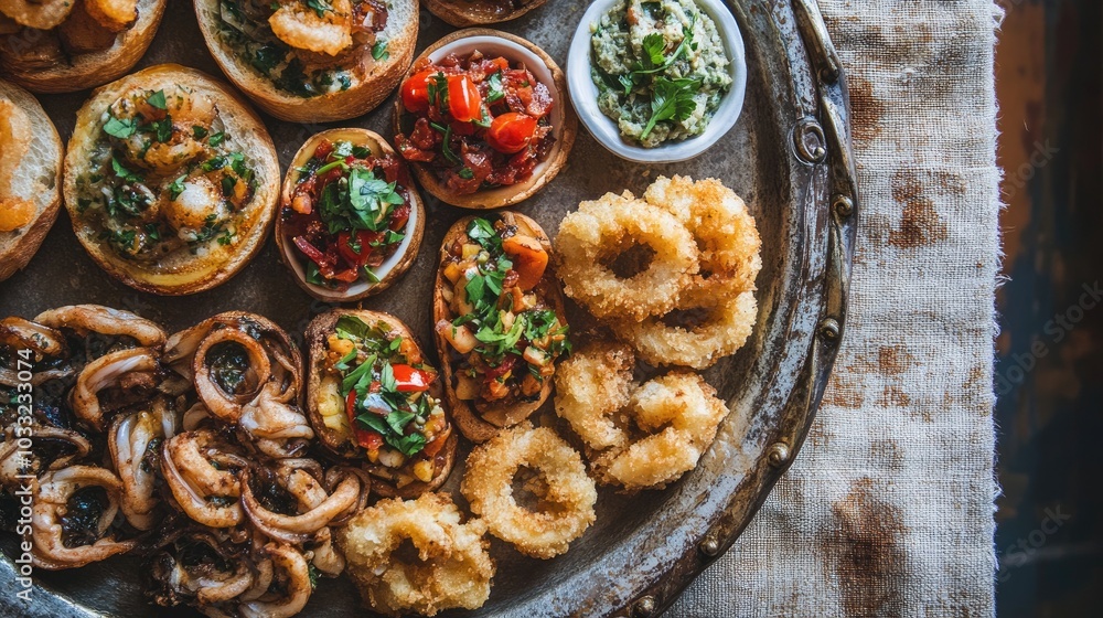 Assorted Cicchetti Dishes on a Platter Assorted Cicchetti Dishes on a Platter