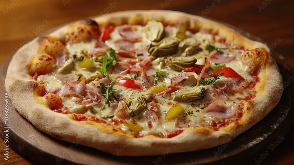 Delicious Capricciosa Pizza with Fresh Ingredients Delicious Capricciosa Pizza with Fresh Ingredients