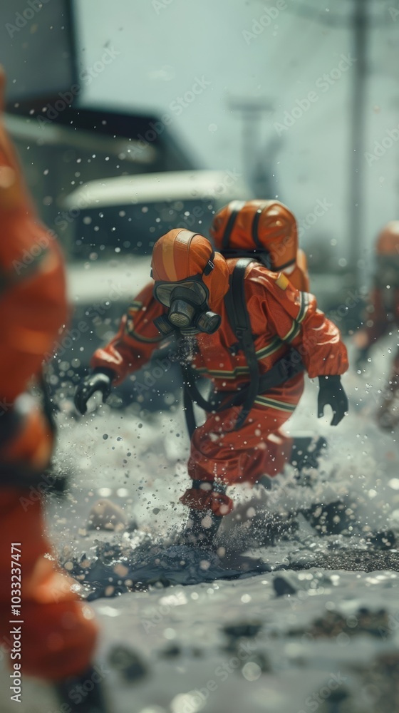 Fototapeta premium Illustrate the importance of community preparedness with lifelike 3D models of emergency response drills and exercises