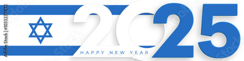 Happy New Year 2025, festive pattern with Israel design concept 