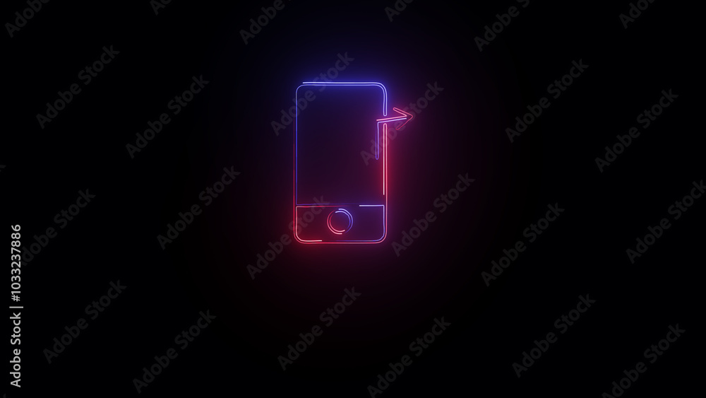 glowing sign mobile phone icon glowing sign mobile phone icon