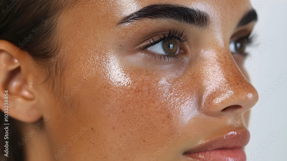 Fototapeta premium Melasma fading journey captured in a time-lapse video, displaying dark patches before treatment and their progressive disappearance in after shots over multiple sessions