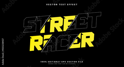 Street Racer editable text effect Template with racing style Theme