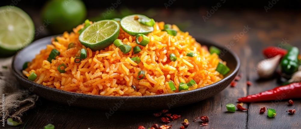 Orange Rice Dish with Lime and Scallions Orange Rice Dish with Lime and Scallions
