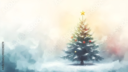 christmas tree with snow