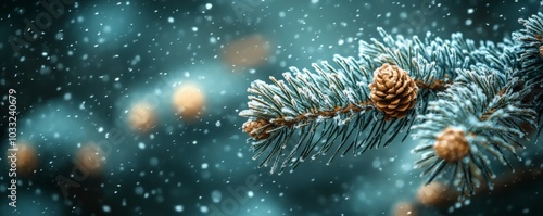 Wallpaper Mural Frozen Nature: A Pine Branch Captured with Delicate Ice Crystals in a Winter Scene Torontodigital.ca