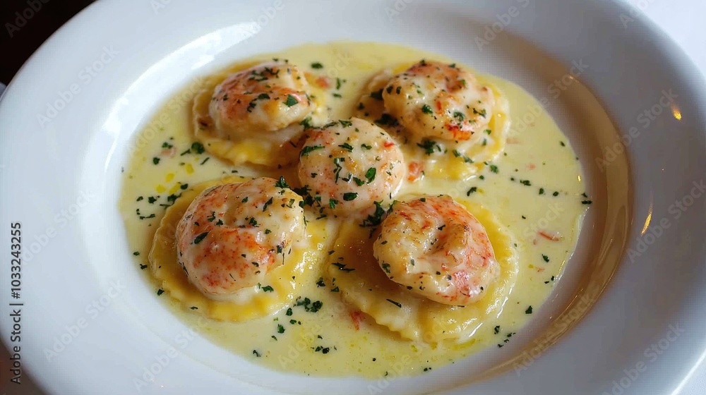 Lobster Ravioli in Saffron Cream Sauce Delight Lobster Ravioli in Saffron Cream Sauce Delight