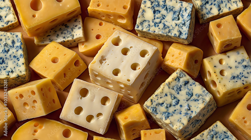 Cheese Pattern with Diced and Sliced Varieties Cheese Pattern with Diced and Sliced Varieties