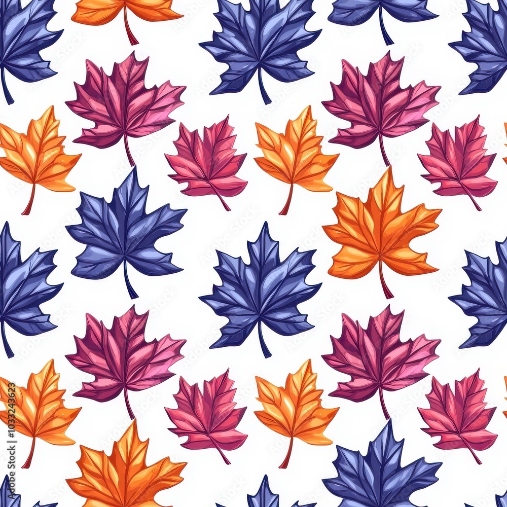 Flat style seamless maple leaves pattern, isolated on white background. Flat style seamless maple leaves pattern, isolated on white background.