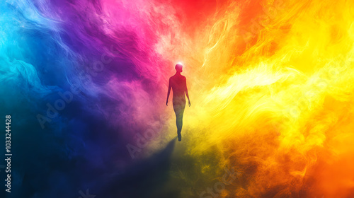 Energy field mist, aura visualization, quantum fog, rainbow glow