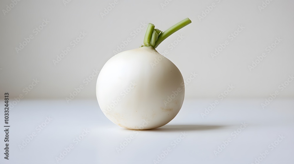 Fresh white round turnip radish on white background. Fresh white round turnip radish on white background.