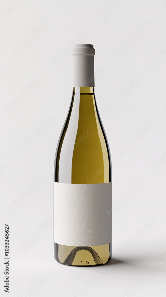 white wine bottle mockup with blank label on white background white wine bottle mockup with blank label on white background