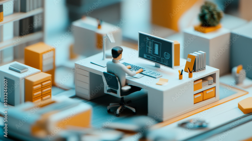 A modern office scene with a big desk and a tiny worker shows the challenges of planning and managing a budget. It highlights the daily tasks, common problems, and overall lifestyle of office workers. A modern office scene with a big desk and a tiny worker shows the challenges of planning and managing a budget. It highlights the daily tasks, common problems, and overall lifestyle of office workers.