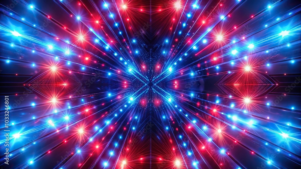 Fototapeta premium Abstract background with red and blue lights, symmetrical