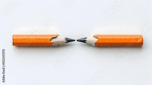 Two broken pencils aligned perfectly symbolizing the concept of fixing mistakes and finding solutions to problems through creative thinking and attention to detail photo