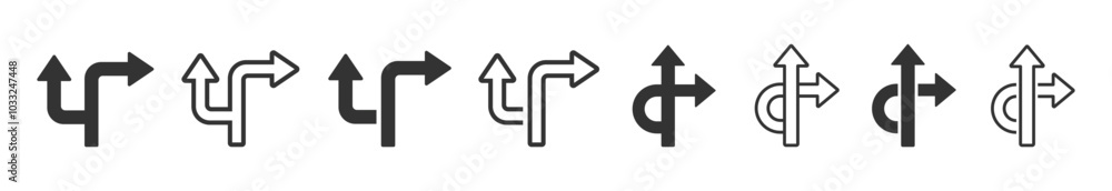 Choice flat vector icons set. Alternate Route line and filled flat Symbols set. Choice icon Choice flat vector icons set. Alternate Route line and filled flat Symbols set. Choice icon
