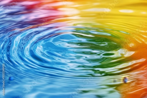 Colorful ripples on the surface of water, creating an abstract pattern of concentric circles. photo