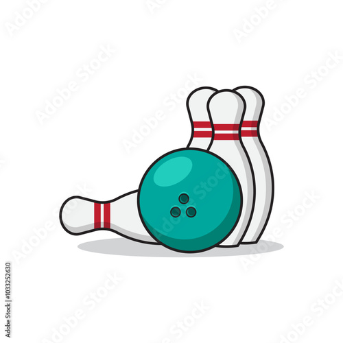 vector illustration of a bowling ball with pins