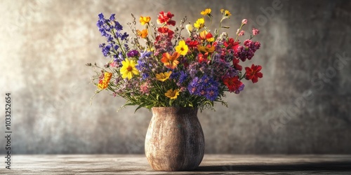 Wallpaper Mural Colorful wildflowers in a rustic vase on a table. Torontodigital.ca