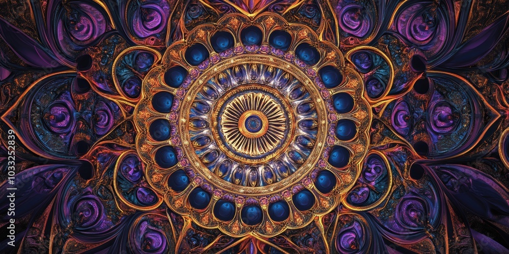 Abstract colorful mandala with gold accents. Abstract colorful mandala with gold accents.