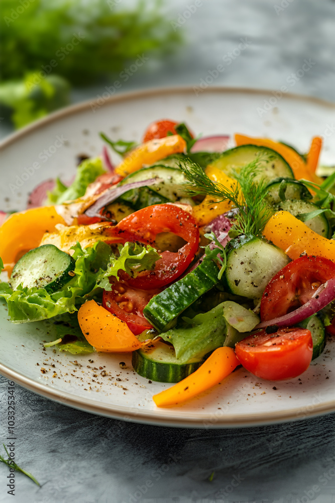 Top view of Fresh summer salad with watermelon, arugula, feta, cucumber salad, healthy food eating. White table background. Top view of Fresh summer salad with watermelon, arugula, feta, cucumber salad, healthy food eating. White table background.