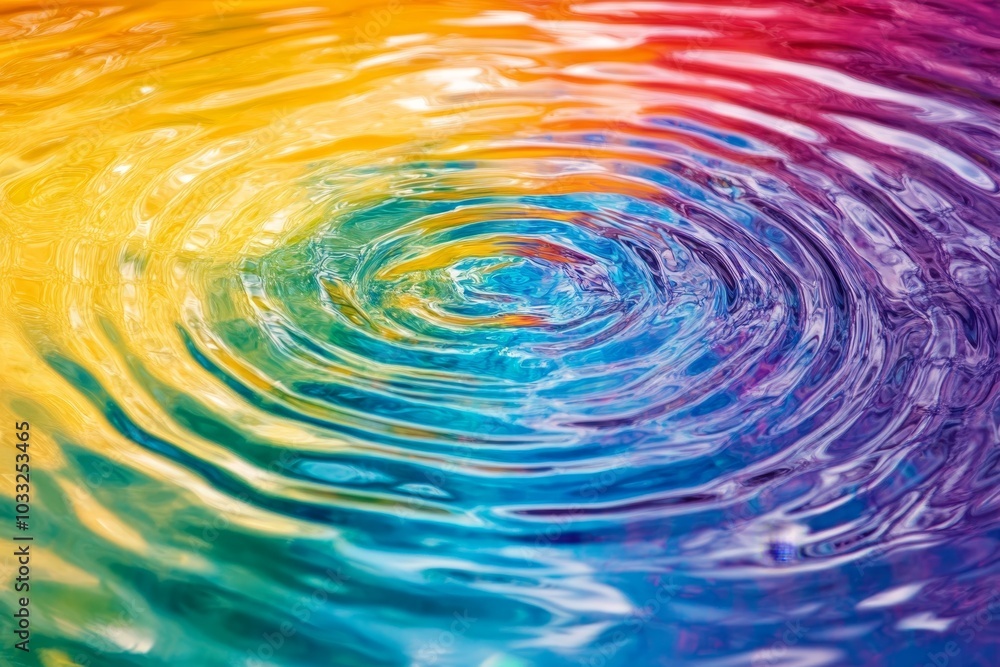 Abstract colorful ripples of water creating rainbow patterns on the surface. Abstract colorful ripples of water creating rainbow patterns on the surface.