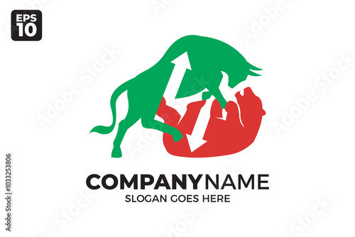 Bull Bear logo trading market vector