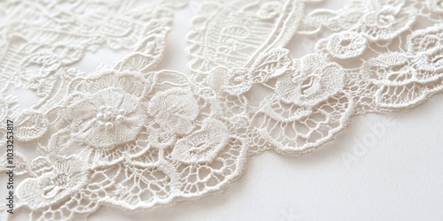 Delicate white lace on a white background.