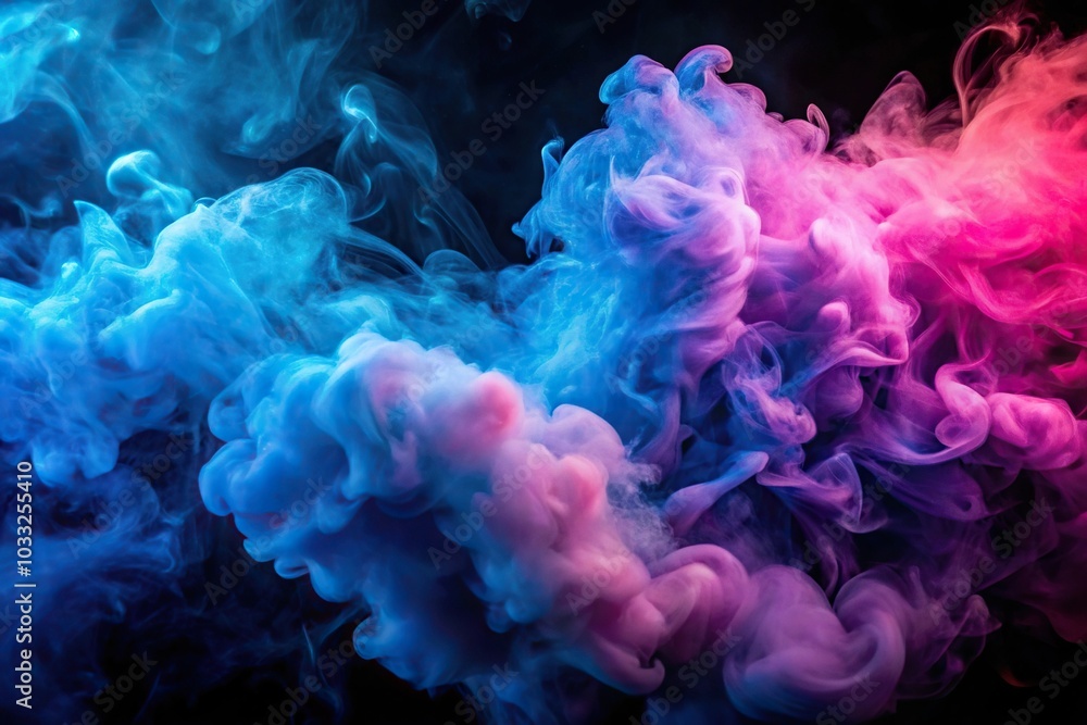 Abstract blue and pink neon smoke clouds in point of view Abstract blue and pink neon smoke clouds in point of view