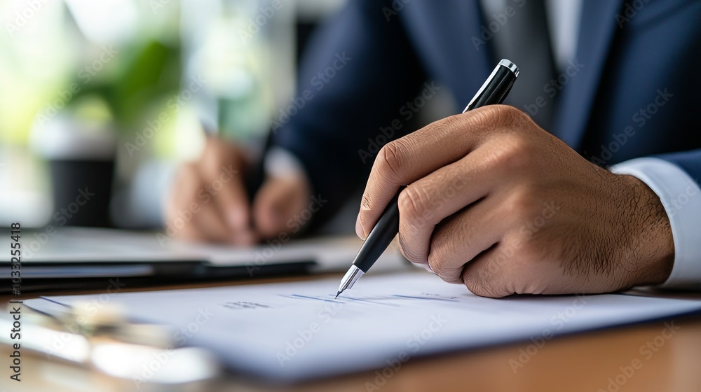 Close-up of Hand Signing a Business Contract Close-up of Hand Signing a Business Contract