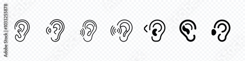 Hearing icon, Active Listening icon, listening vector icon, Ear vector icon, hearing symbol. Ear vector icon, hearing symbol