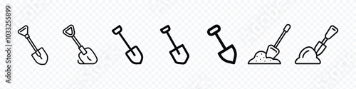 Hand garden shovel icon. Shovel Icon, Garden Shovel icon, Hand garden shovels icon. Outline hand garden shovels vector icon, Shovel Icon set, 