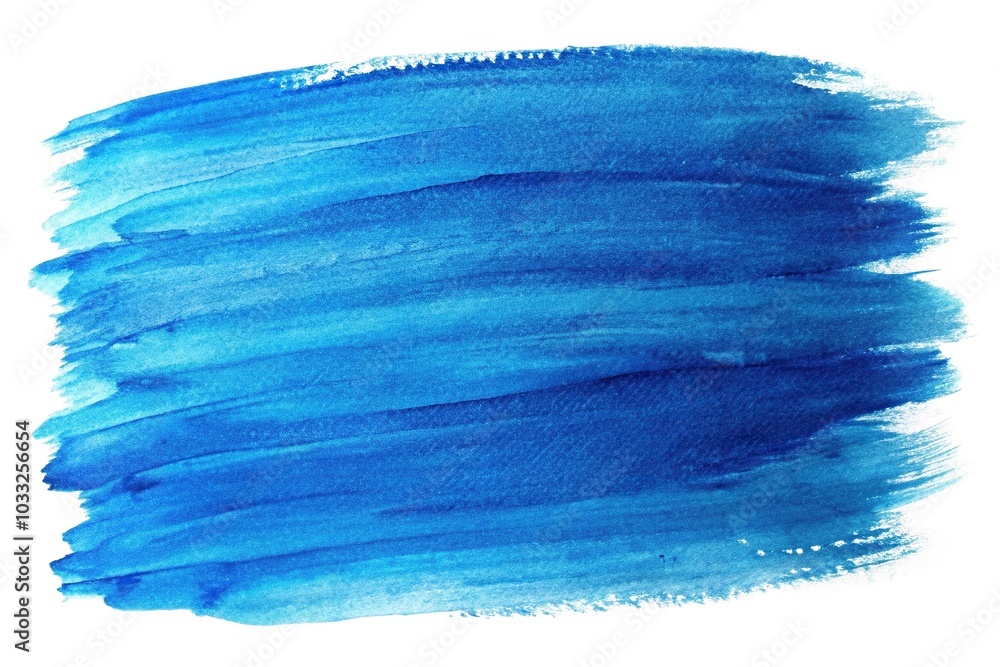 Abstract blue paint brush strokes in watercolor isolated against white background Texture paper Abstract blue paint brush strokes in watercolor isolated against white background Texture paper